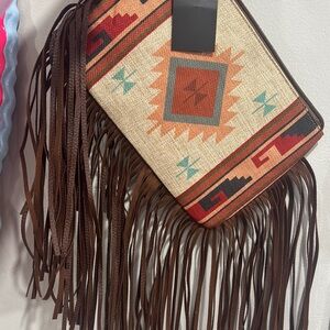 Bohemian Fringe Clutch with Tribal Pattern